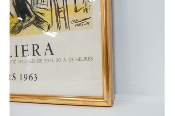 真作　1963年　マルク・シャガール　「革命」　群像表現が印象的なリトグラフポスター　外箱付き　(R-086438)