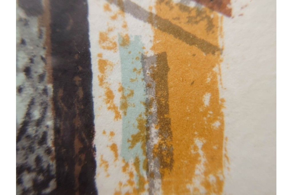 真作　サイン入り　荻須高徳　「街角の家」　142/150　パリの街並みを描いたリトグラフ　外箱付き　(R-086440)