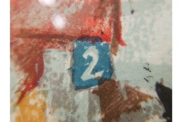 真作　サイン入り　荻須高徳　「街角の家」　142/150　パリの街並みを描いたリトグラフ　外箱付き　(R-086440)