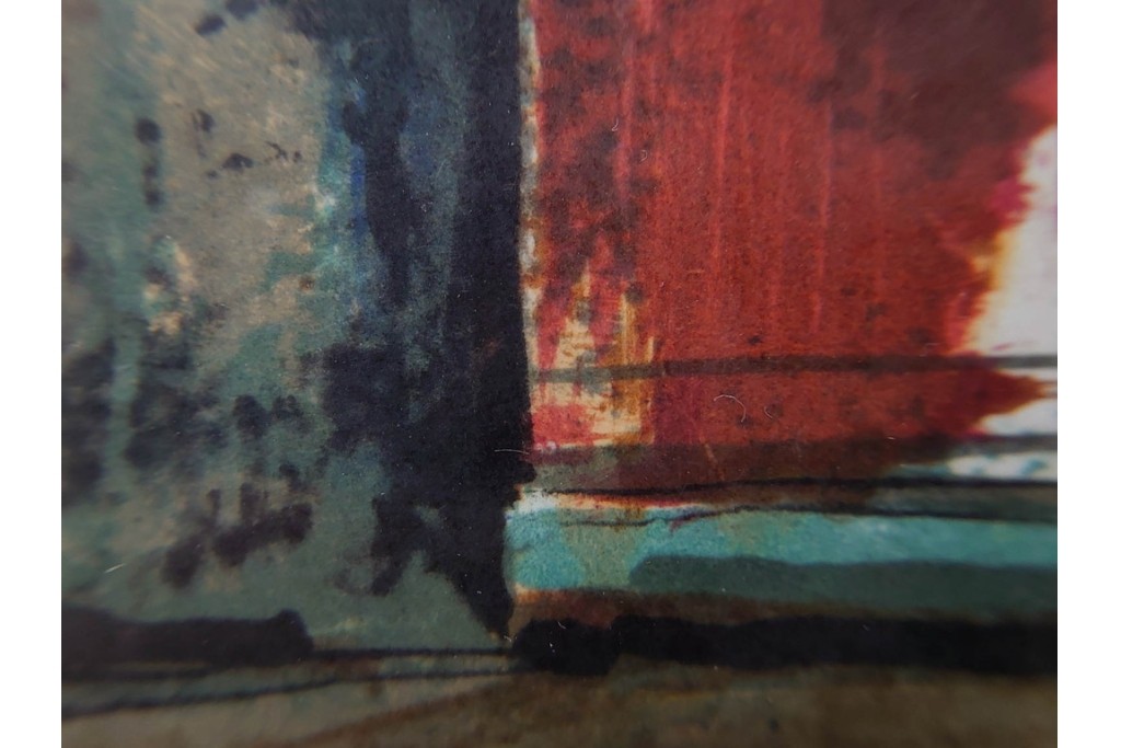 真作　サイン入り　荻須高徳　「街角のタバコ屋」　パリの街角を描いたリトグラフ　外箱付き　(R-086441)