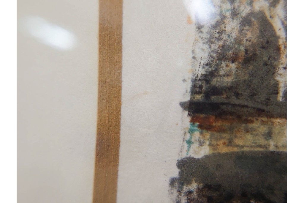 真作　サイン入り　荻須高徳　「街角のタバコ屋」　パリの街角を描いたリトグラフ　外箱付き　(R-086441)