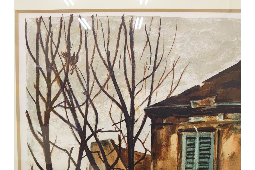 真作　サイン入り　荻須高徳　「クーバン(クーヴァン)」　153/185　修道院を描いたリトグラフ　外箱付き　(R-086442)