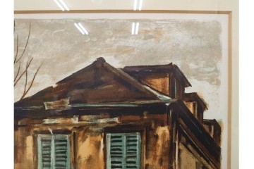 真作　サイン入り　荻須高徳　「クーバン(クーヴァン)」　153/185　修道院を描いたリトグラフ　外箱付き　(R-086442)