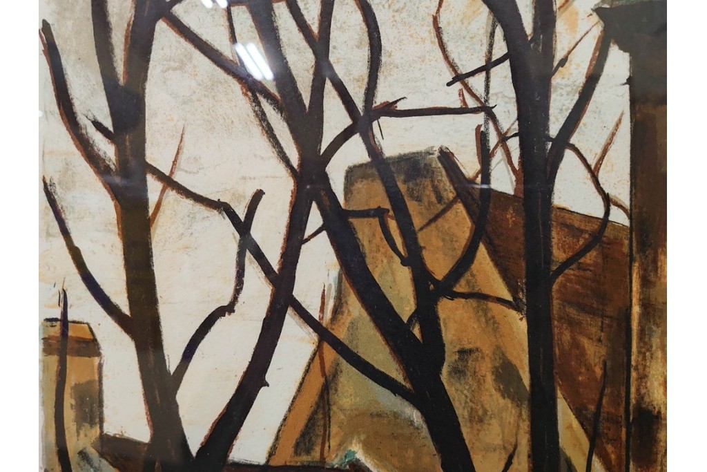 真作　サイン入り　荻須高徳　「クーバン(クーヴァン)」　153/185　修道院を描いたリトグラフ　外箱付き　(R-086442)