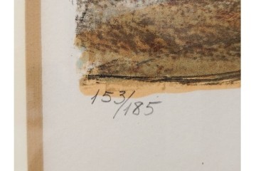 真作　サイン入り　荻須高徳　「クーバン(クーヴァン)」　153/185　修道院を描いたリトグラフ　外箱付き　(R-086442)