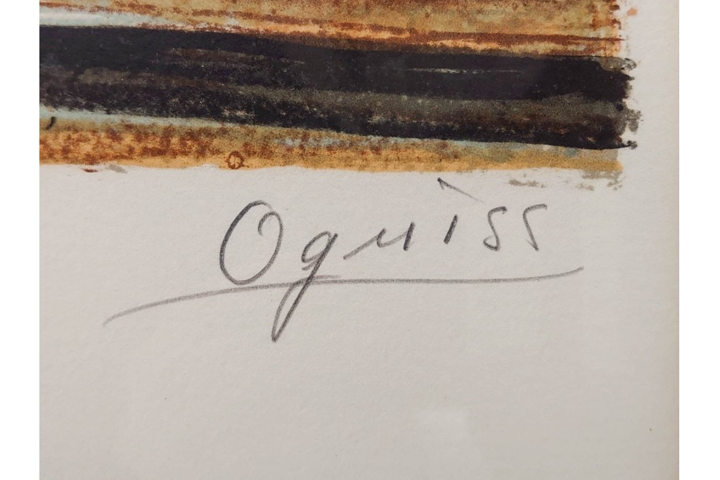 真作　サイン入り　荻須高徳　「クーバン(クーヴァン)」　153/185　修道院を描いたリトグラフ　外箱付き　(R-086442)