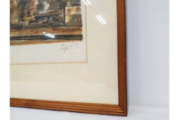 真作　サイン入り　荻須高徳　「クーバン(クーヴァン)」　153/185　修道院を描いたリトグラフ　外箱付き　(R-086442)