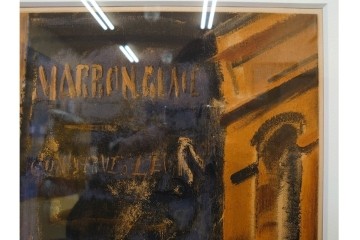 真作　サイン入り　荻須高徳　「パリの街角」?　90/100　街の一角を切り取ったリトグラフ　外箱付き　(R-086443)