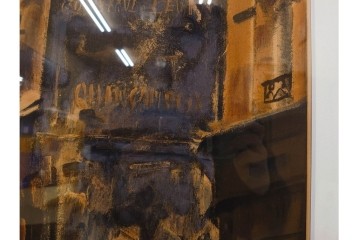 真作　サイン入り　荻須高徳　「パリの街角」?　90/100　街の一角を切り取ったリトグラフ　外箱付き　(R-086443)