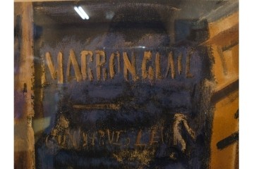 真作　サイン入り　荻須高徳　「パリの街角」?　90/100　街の一角を切り取ったリトグラフ　外箱付き　(R-086443)