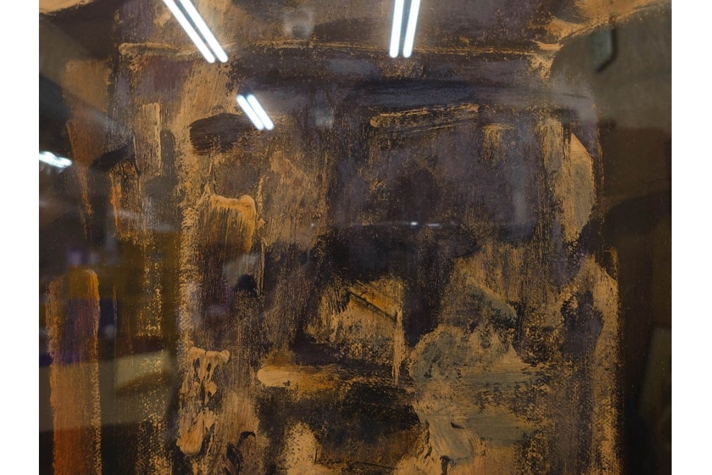 真作　サイン入り　荻須高徳　「パリの街角」?　90/100　街の一角を切り取ったリトグラフ　外箱付き　(R-086443)