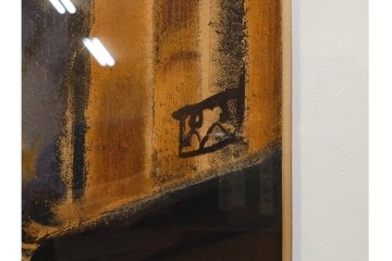 真作　サイン入り　荻須高徳　「パリの街角」?　90/100　街の一角を切り取ったリトグラフ　外箱付き　(R-086443)