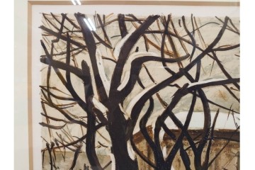 真作　サイン入り　荻須高徳　「雪景色」　EA版　冬の静けさが伝わってくるリトグラフ　外箱付き　(R-086444)