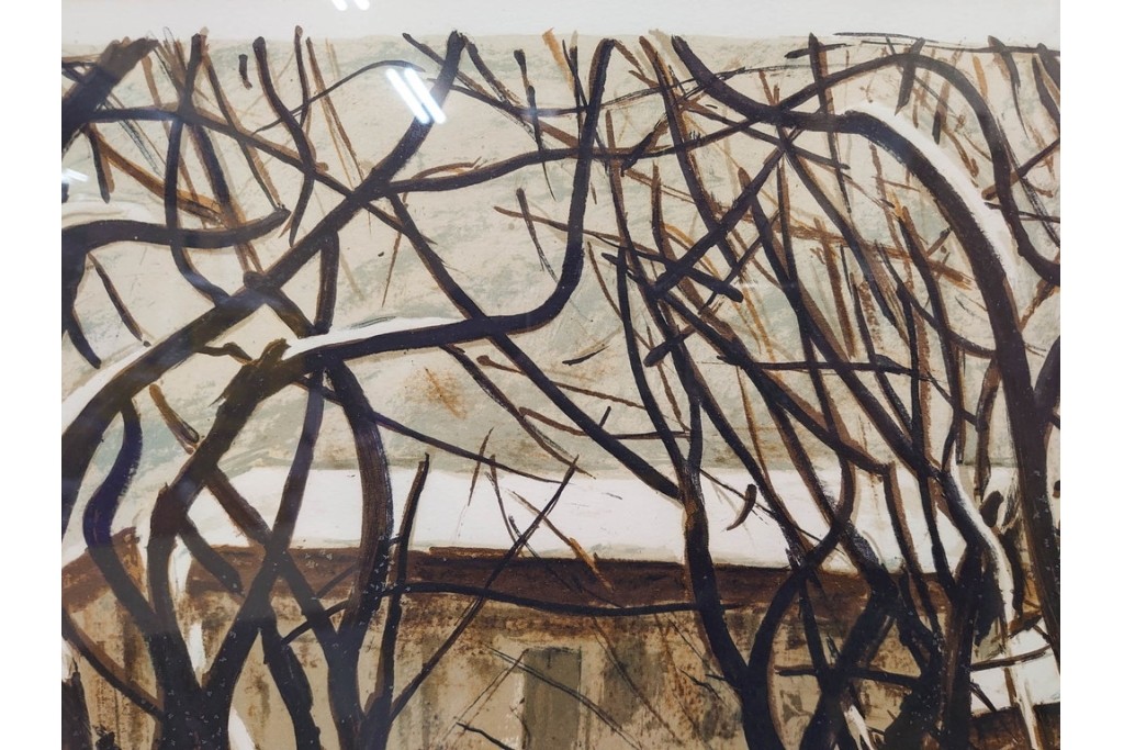 真作　サイン入り　荻須高徳　「雪景色」　EA版　冬の静けさが伝わってくるリトグラフ　外箱付き　(R-086444)