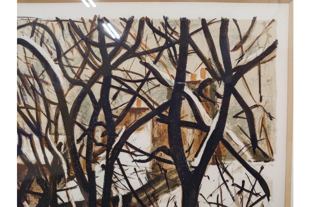 真作　サイン入り　荻須高徳　「雪景色」　EA版　冬の静けさが伝わってくるリトグラフ　外箱付き　(R-086444)