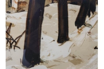 真作　サイン入り　荻須高徳　「雪景色」　EA版　冬の静けさが伝わってくるリトグラフ　外箱付き　(R-086444)