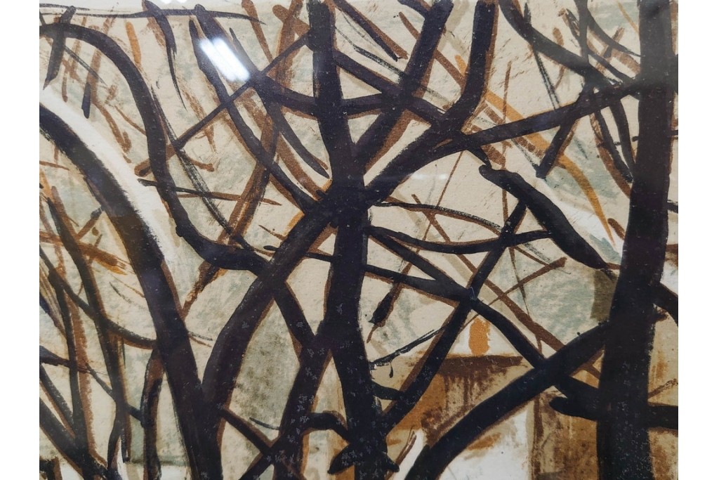 真作　サイン入り　荻須高徳　「雪景色」　EA版　冬の静けさが伝わってくるリトグラフ　外箱付き　(R-086444)