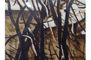 真作　サイン入り　荻須高徳　「雪景色」　EA版　冬の静けさが伝わってくるリトグラフ　外箱付き　(R-086444)