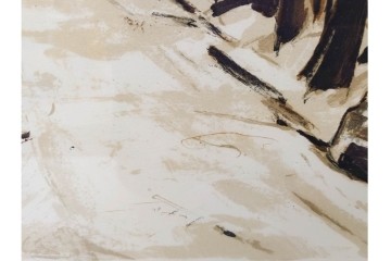 真作　サイン入り　荻須高徳　「雪景色」　EA版　冬の静けさが伝わってくるリトグラフ　外箱付き　(R-086444)