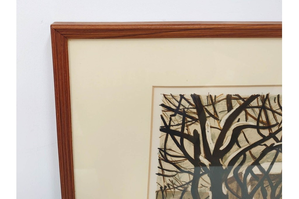 真作　サイン入り　荻須高徳　「雪景色」　EA版　冬の静けさが伝わってくるリトグラフ　外箱付き　(R-086444)