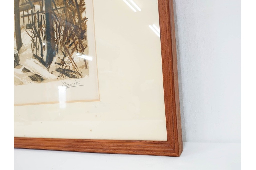 真作　サイン入り　荻須高徳　「雪景色」　EA版　冬の静けさが伝わってくるリトグラフ　外箱付き　(R-086444)