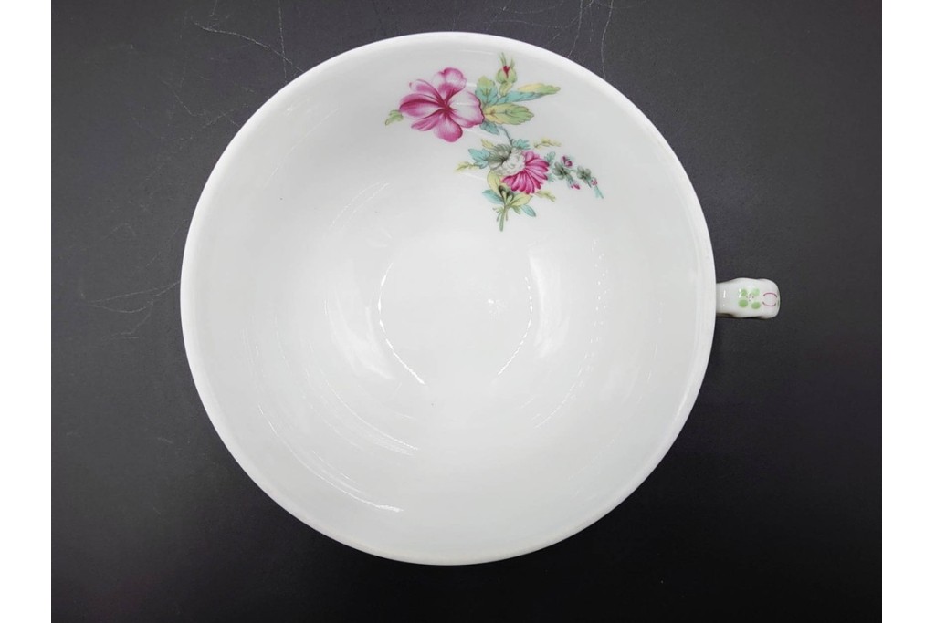 フランス　LIMOGES(リモージュ)　Georges Boyer(ジョルジュ・ボワイエ)　ピンクの花模様が可憐なトリオ5客セット　(R-086445)