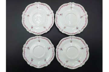 フランス　LIMOGES(リモージュ)　Georges Boyer(ジョルジュ・ボワイエ)　ピンクの花模様が可憐なトリオ5客セット　(R-086445)