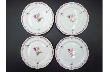 フランス　LIMOGES(リモージュ)　Georges Boyer(ジョルジュ・ボワイエ)　ピンクの花模様が可憐なトリオ5客セット　(R-086445)