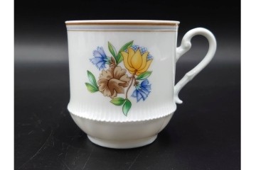 フランス　LIMOGES(リモージュ)　Haviland(アビランド)　Ruban(リュバン)　花模様とブルーのリボンが調和するトリオ3客セット　(R-086446)