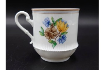 フランス　LIMOGES(リモージュ)　Haviland(アビランド)　Ruban(リュバン)　花模様とブルーのリボンが調和するトリオ3客セット　(R-086446)