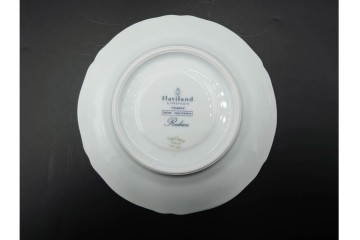 フランス　LIMOGES(リモージュ)　Haviland(アビランド)　Ruban(リュバン)　花模様とブルーのリボンが調和するトリオ3客セット　(R-086446)