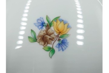 フランス　LIMOGES(リモージュ)　Haviland(アビランド)　Ruban(リュバン)　花模様とブルーのリボンが調和するトリオ3客セット　(R-086446)