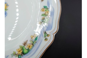 フランス　LIMOGES(リモージュ)　Haviland(アビランド)　Ruban(リュバン)　花模様とブルーのリボンが調和するトリオ3客セット　(R-086446)