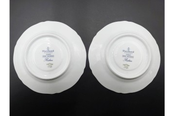 フランス　LIMOGES(リモージュ)　Haviland(アビランド)　Ruban(リュバン)　花模様とブルーのリボンが調和するトリオ3客セット　(R-086446)