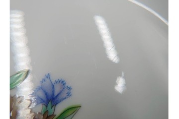 フランス　LIMOGES(リモージュ)　Haviland(アビランド)　Ruban(リュバン)　花模様とブルーのリボンが調和するトリオ3客セット　(R-086446)