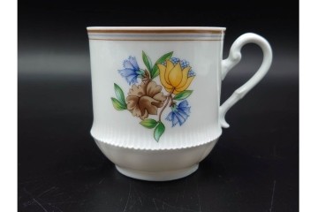 フランス　LIMOGES(リモージュ)　Haviland(アビランド)　Ruban(リュバン)　花模様とブルーのリボンが調和するトリオ3客セット　(R-086447)