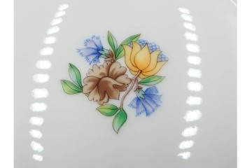 フランス　LIMOGES(リモージュ)　Haviland(アビランド)　Ruban(リュバン)　花模様とブルーのリボンが調和するトリオ3客セット　(R-086447)