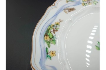 フランス　LIMOGES(リモージュ)　Haviland(アビランド)　Ruban(リュバン)　花模様とブルーのリボンが調和するトリオ3客セット　(R-086447)