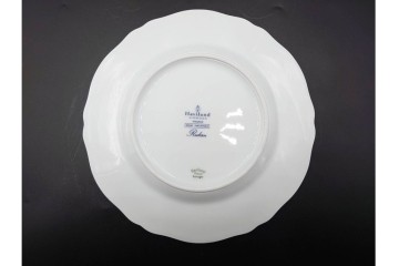 フランス　LIMOGES(リモージュ)　Haviland(アビランド)　Ruban(リュバン)　花模様とブルーのリボンが調和するトリオ3客セット　(R-086447)