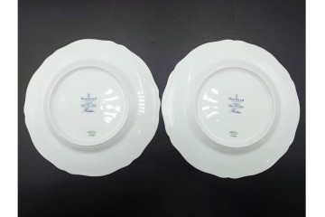 フランス　LIMOGES(リモージュ)　Haviland(アビランド)　Ruban(リュバン)　花模様とブルーのリボンが調和するトリオ3客セット　(R-086447)