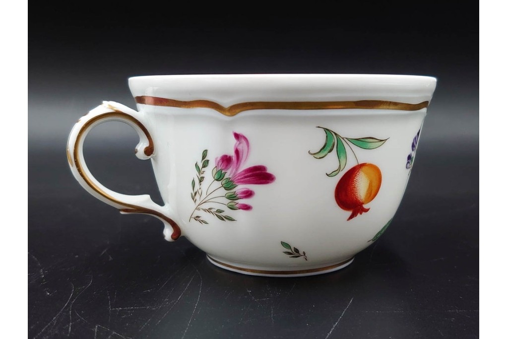 イタリア　Richard Ginori(リチャードジノリ)　イタリアンフルーツ　サックスフラワー　インペロカメリア　カップ&ソーサー・クリーマー・シュガーポット・スプーンレストの洋食器6点セット　(R-086448)