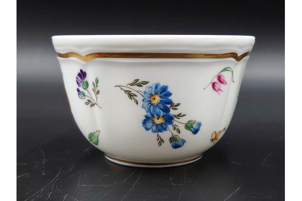 イタリア　Richard Ginori(リチャードジノリ)　イタリアンフルーツ　サックスフラワー　インペロカメリア　カップ&ソーサー・クリーマー・シュガーポット・スプーンレストの洋食器6点セット　(R-086448)