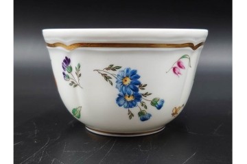 イタリア　Richard Ginori(リチャードジノリ)　イタリアンフルーツ　サックスフラワー　インペロカメリア　カップ&ソーサー・クリーマー・シュガーポット・スプーンレストの洋食器6点セット　(R-086448)