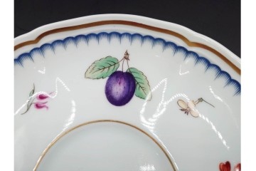 イタリア　Richard Ginori(リチャードジノリ)　イタリアンフルーツ　サックスフラワー　インペロカメリア　カップ&ソーサー・クリーマー・シュガーポット・スプーンレストの洋食器6点セット　(R-086448)