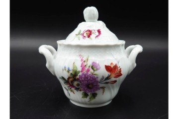 イタリア　Richard Ginori(リチャードジノリ)　イタリアンフルーツ　サックスフラワー　インペロカメリア　カップ&ソーサー・クリーマー・シュガーポット・スプーンレストの洋食器6点セット　(R-086448)