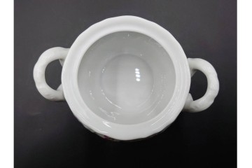 イタリア　Richard Ginori(リチャードジノリ)　イタリアンフルーツ　サックスフラワー　インペロカメリア　カップ&ソーサー・クリーマー・シュガーポット・スプーンレストの洋食器6点セット　(R-086448)