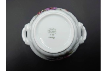 イタリア　Richard Ginori(リチャードジノリ)　イタリアンフルーツ　サックスフラワー　インペロカメリア　カップ&ソーサー・クリーマー・シュガーポット・スプーンレストの洋食器6点セット　(R-086448)