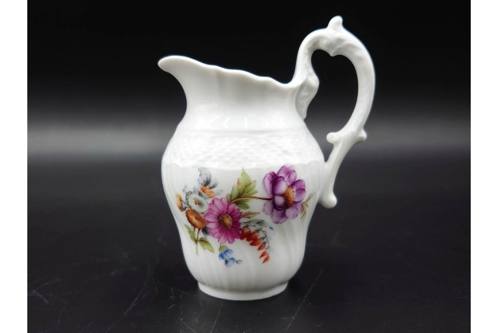 イタリア　Richard Ginori(リチャードジノリ)　イタリアンフルーツ　サックスフラワー　インペロカメリア　カップ&ソーサー・クリーマー・シュガーポット・スプーンレストの洋食器6点セット　(R-086448)