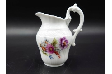 イタリア　Richard Ginori(リチャードジノリ)　イタリアンフルーツ　サックスフラワー　インペロカメリア　カップ&ソーサー・クリーマー・シュガーポット・スプーンレストの洋食器6点セット　(R-086448)