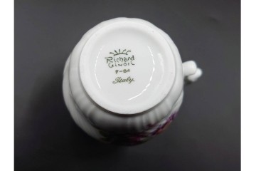 イタリア　Richard Ginori(リチャードジノリ)　イタリアンフルーツ　サックスフラワー　インペロカメリア　カップ&ソーサー・クリーマー・シュガーポット・スプーンレストの洋食器6点セット　(R-086448)